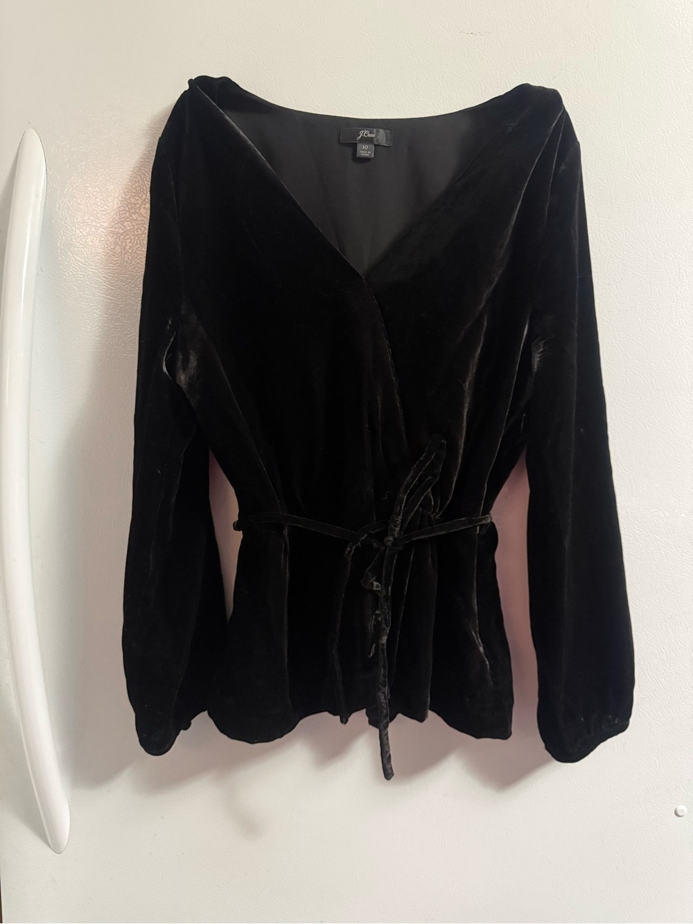 J. Crew Black Velvet Wrap Blouse